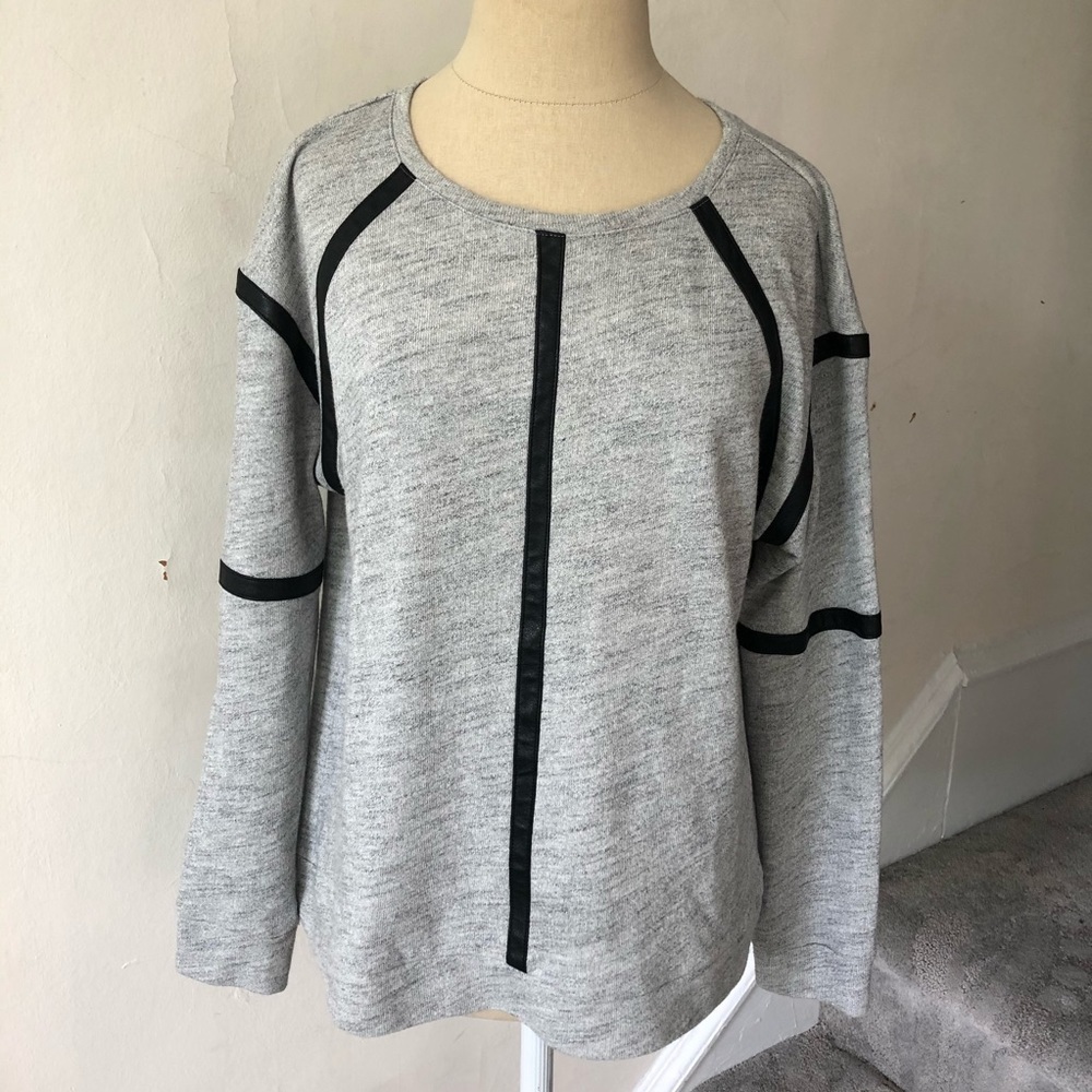 Generation Love Faux Leather Trim Soft Pullover